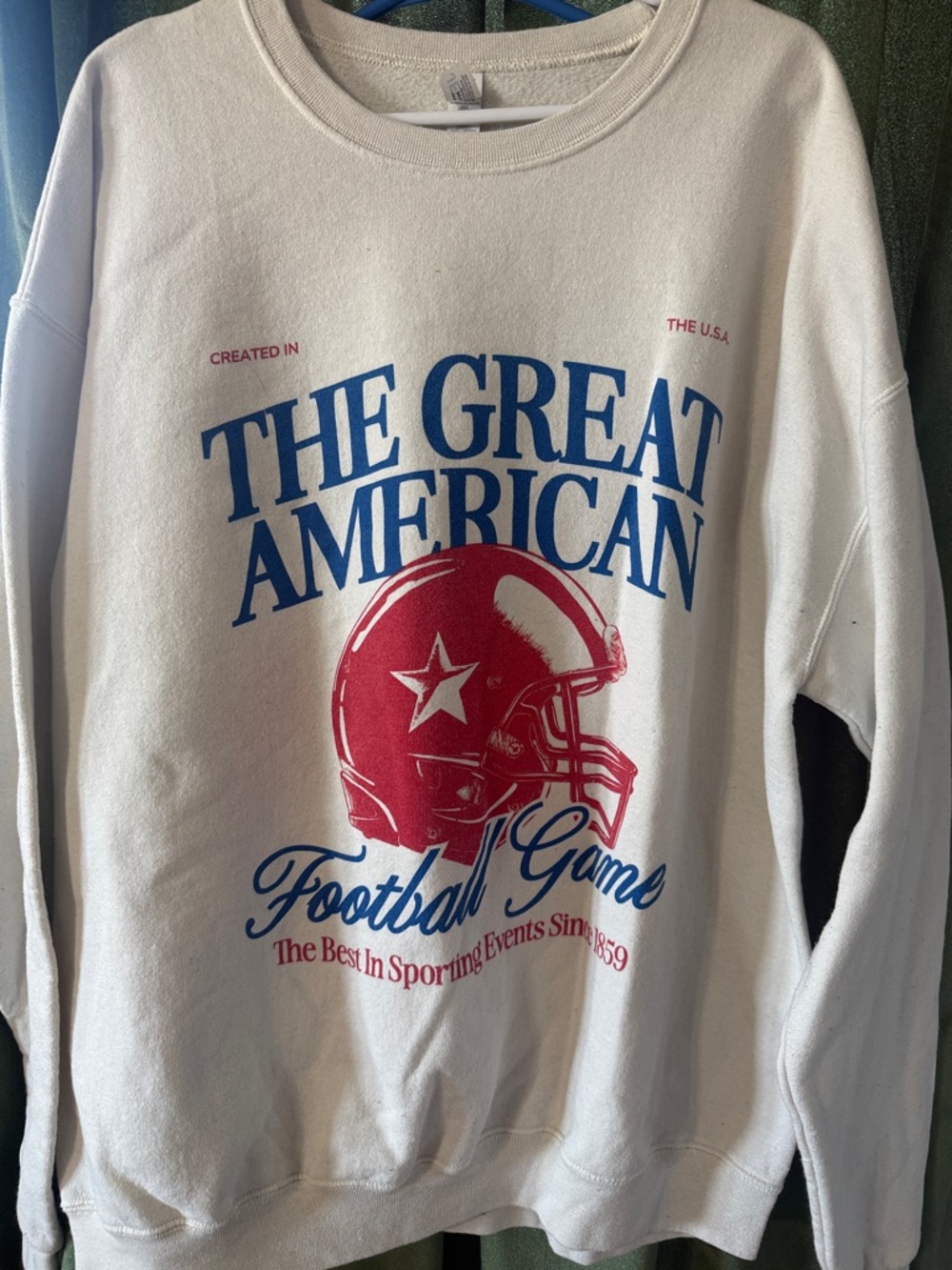 The Great American Football Game Graphic Sweatshirt - White/Red/Blue